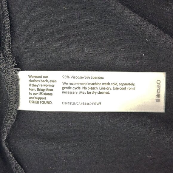 EILEEN FISHER Long Sleeve Viscose Jersey Crew Neck Dress Black - Picture 7 of 7